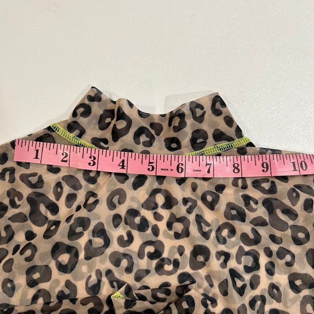 Leopard Print Long Sleeve Mock Neck Bodysuit in Brown - Picture 9 of 10